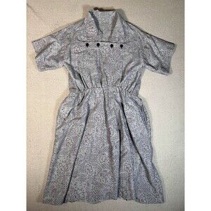 Vintage Waist 34" Grey Apron‎ Chest Geometric and Floral AOP Fit and Flare Waist